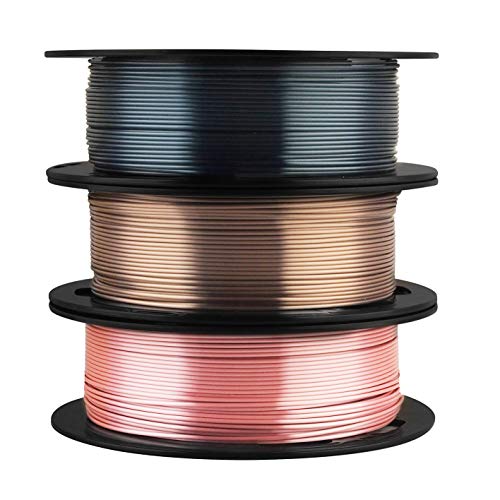 Premium 3D Printer PLA Filament Bundle - 1.75mm Silk Shiny Coffee Gold, Black Gold & Rose Gold (3 Spools x 0.5kg) for Smooth 3D Printing | Ideal for Cosplay Props, Home Decor & DIY Projects | MIKA3D High-Quality 3D Printing Material