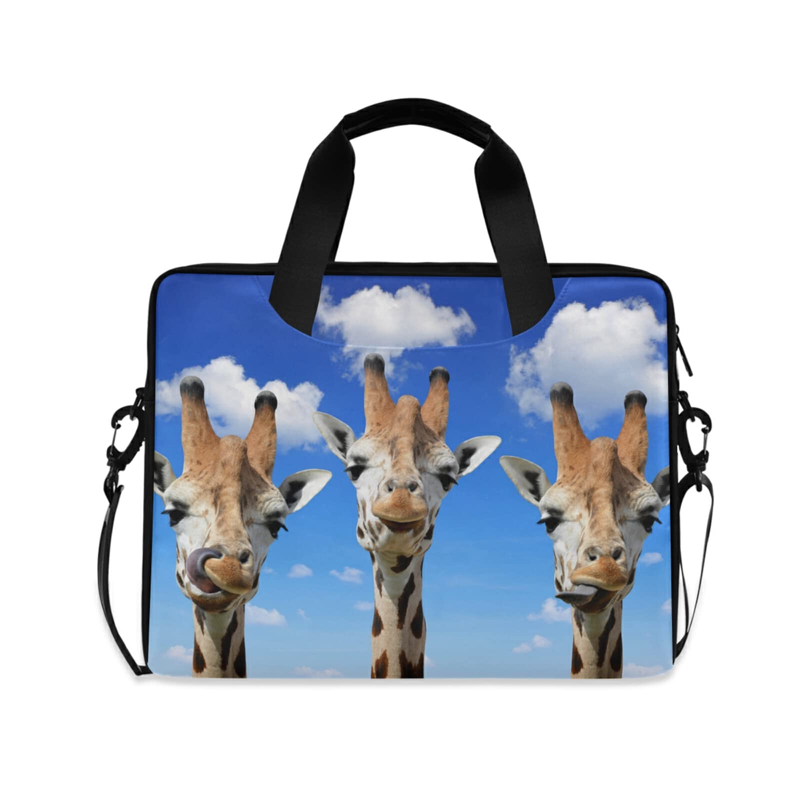 HUXINO Giraffe Blue Sky Laptop Sleeve Case for 14 15.6 16 Inch Laptops, Durable Computer Bag with Shoulder Strap & Handle, Stylish Messenger Notebook Bag for Men, Women, Boys & Girls - Perfect for Work, School & Travel