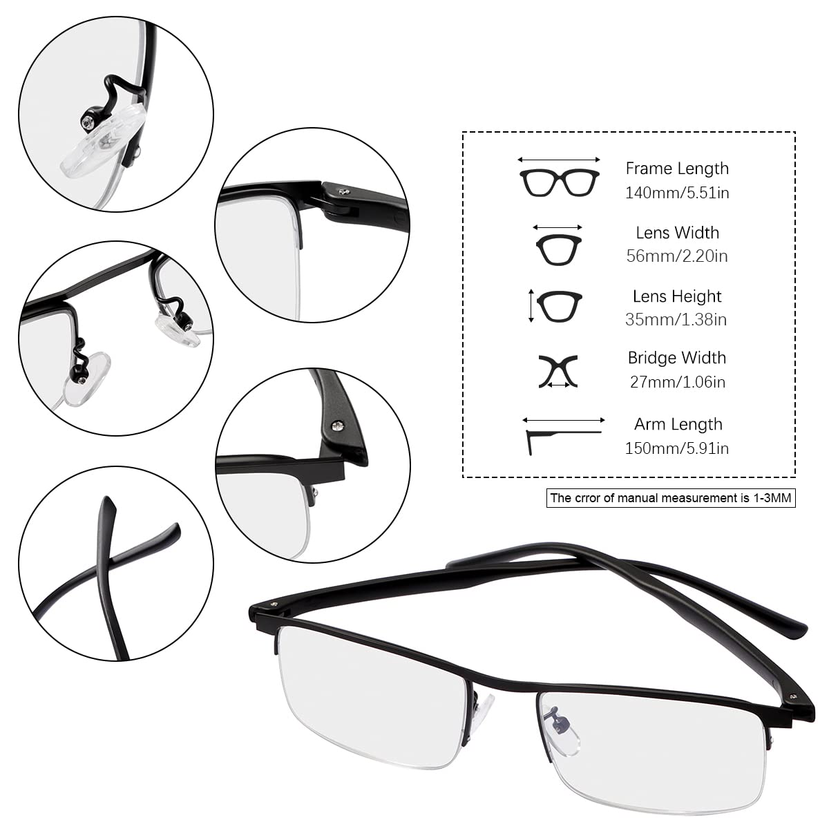 Blue Light Blocking Progressive Multifocal Reading Glasses for Men & Women - Anti-Glare Computer Eyewear for Office, Gaming & Digital Screen Use