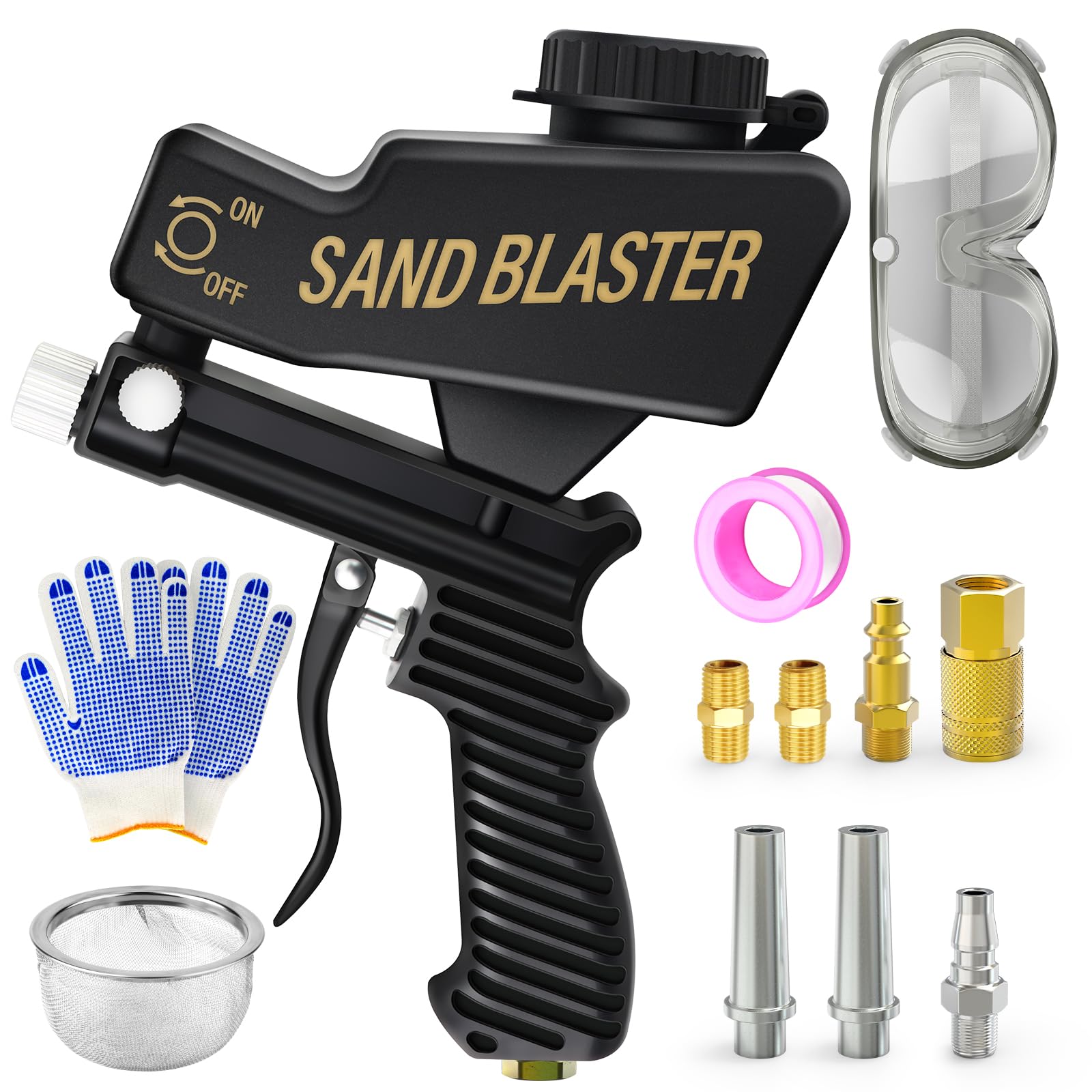 Portable Air Sand Blaster Gun Kit - Compact & Powerful for Paint, Rust, and Grime Removal from Metal & Wood | Perfect for DIY Auto Restoration, Metal Cleaning, and Wood Surface Prep
