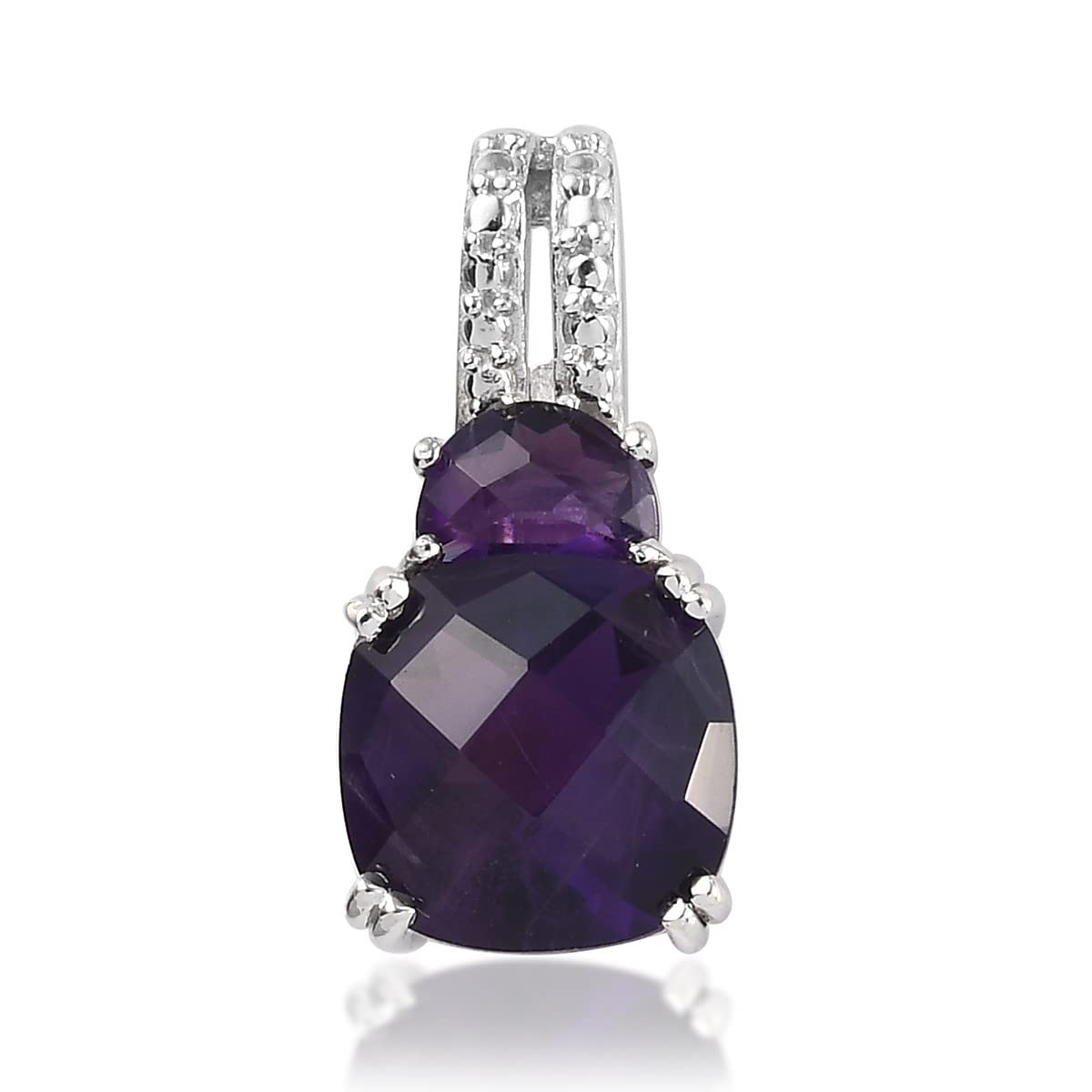 SHOP LC 3.98 Ct Amethyst 925 Sterling Silver Platinum Plated Pendant Necklace for Women - Elegant Jewelry Gift for Wedding, Engagement, Promise, Anniversary & Mother's Day - Perfect for Special Occasions & Everyday Wear