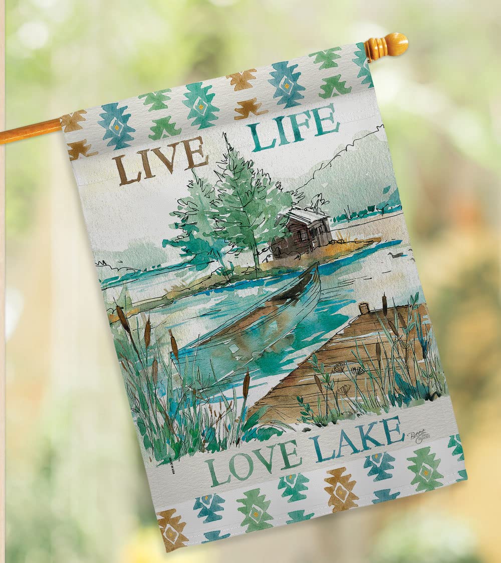 Breeze Decor Lake Nature Outdoor Flag Set w/Flagpole - Perfect for Garden & Home Decor