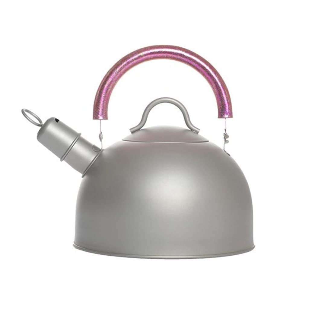 XUHUI 2L Titanium Camping Kettle with Folding Handle - Ultralight Portable Tea & Coffee Pot with Warning Buzzer - Perfect for Outdoor Backpacking, Hiking, Camping and Home Use (Rose Red)