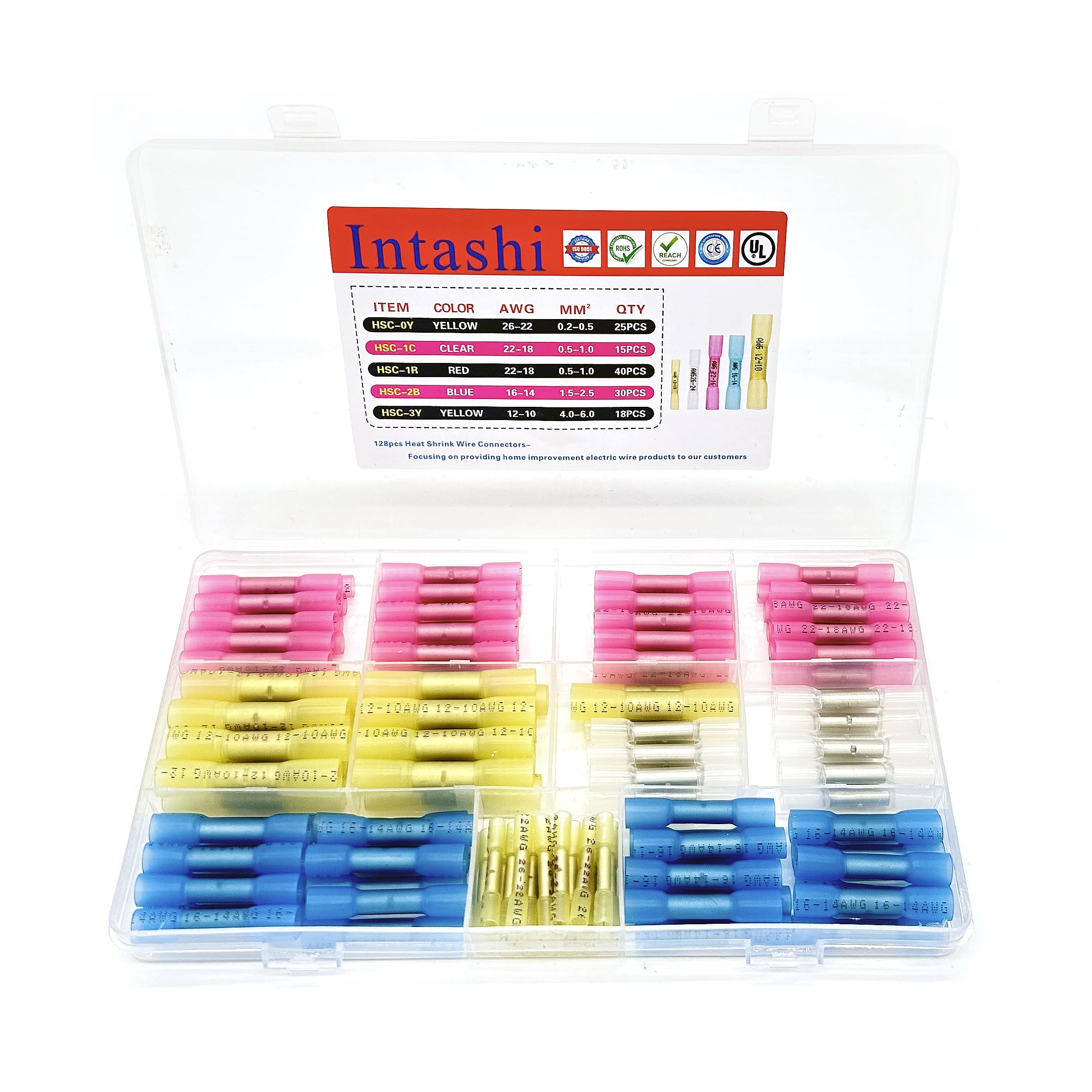 128PCS Heat Shrink Butt Wire Connectors Kit - Waterproof Insulated Crimp Terminals for Marine, Automotive & Truck Electrical Wiring | Secure Wire Joints for Boats, Cars & Heavy Equipment