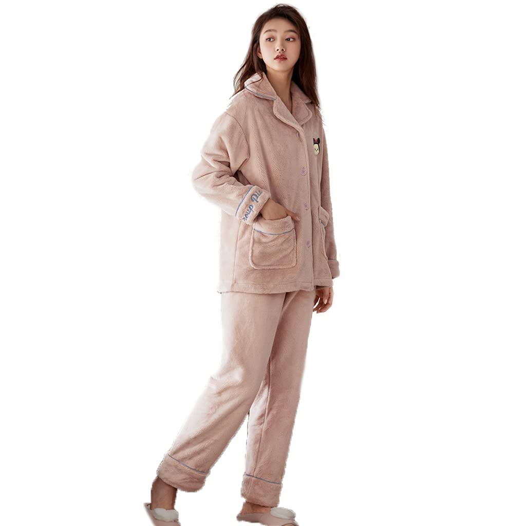 Women's Long Sleeve Pajama Set with Pants - Soft & Comfortable Nightwear for Home, Sleep & Lounge (Pink, XL) | Cozy Winter Sleepwear & Relaxing Loungewear