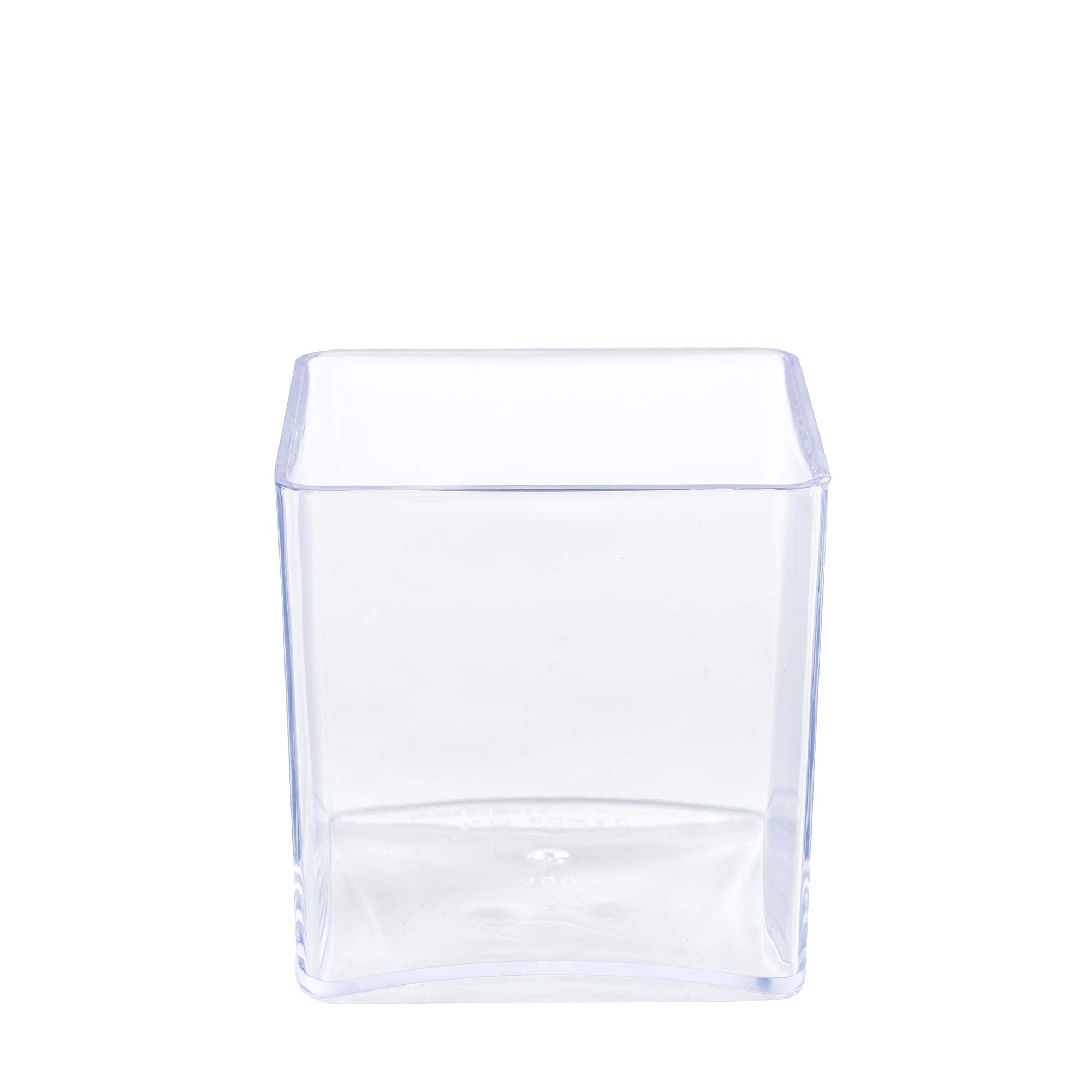 Simply Elegant Floral Cube Vase - 3x3 Inch Clear Acrylic Centerpiece for Flowers, Office Supplies & Pencils | Perfect for Home Decor, Wedding Centerpieces & Desk Organization