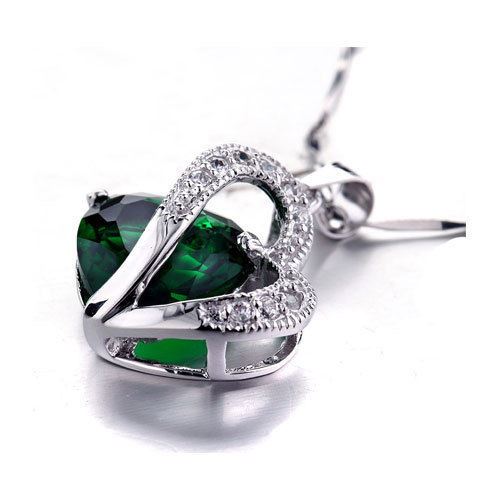 Elegant MABELLA Simulated Gemstone Double Heart Pendant Sterling Silver Necklace for Women - Perfect Gift for Valentine's Day, Anniversary & Romantic Occasions