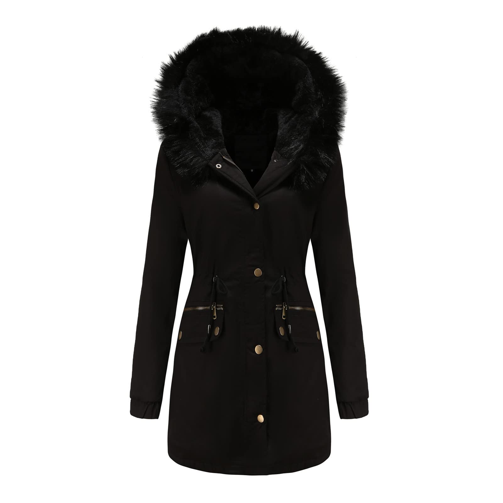 Women's Plus Size Fleece Lined Winter Hooded Jacket - Warm Thickened Overcoat with Trendy Purple Color for Cold Weather - Perfect for Outdoor Activities, Casual Wear & Winter Fashion