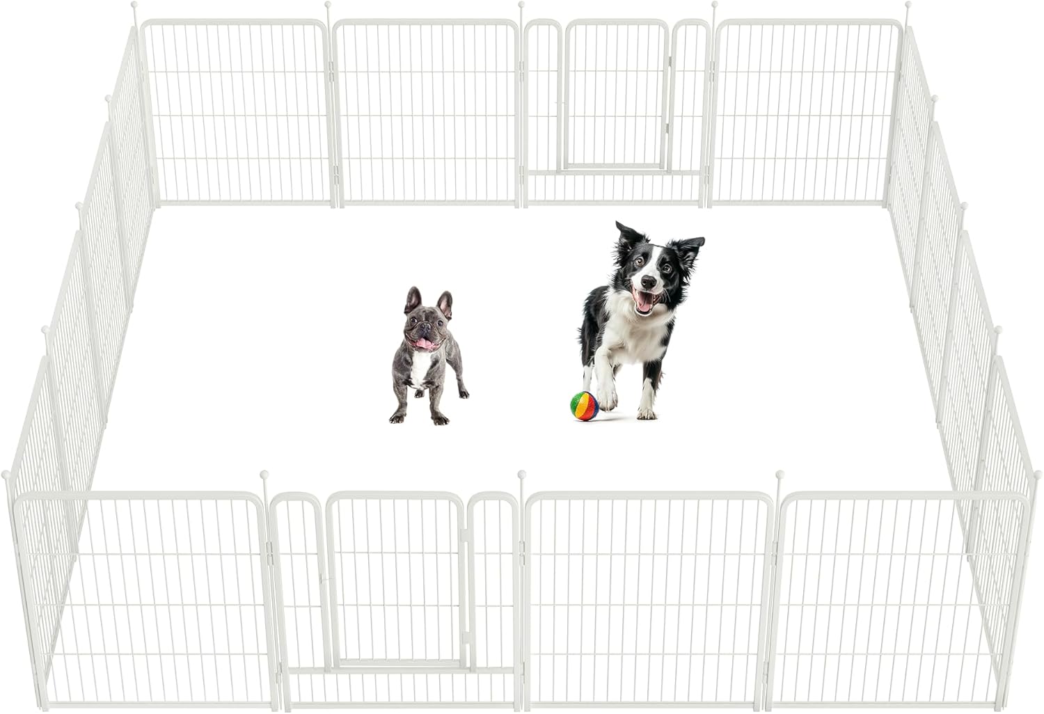 White Rollick Dog Playpen for All Terrain - Portable Outdoor Pet Fence for Small & Large Dogs - Perfect for Backyard, Camping & Travel Use