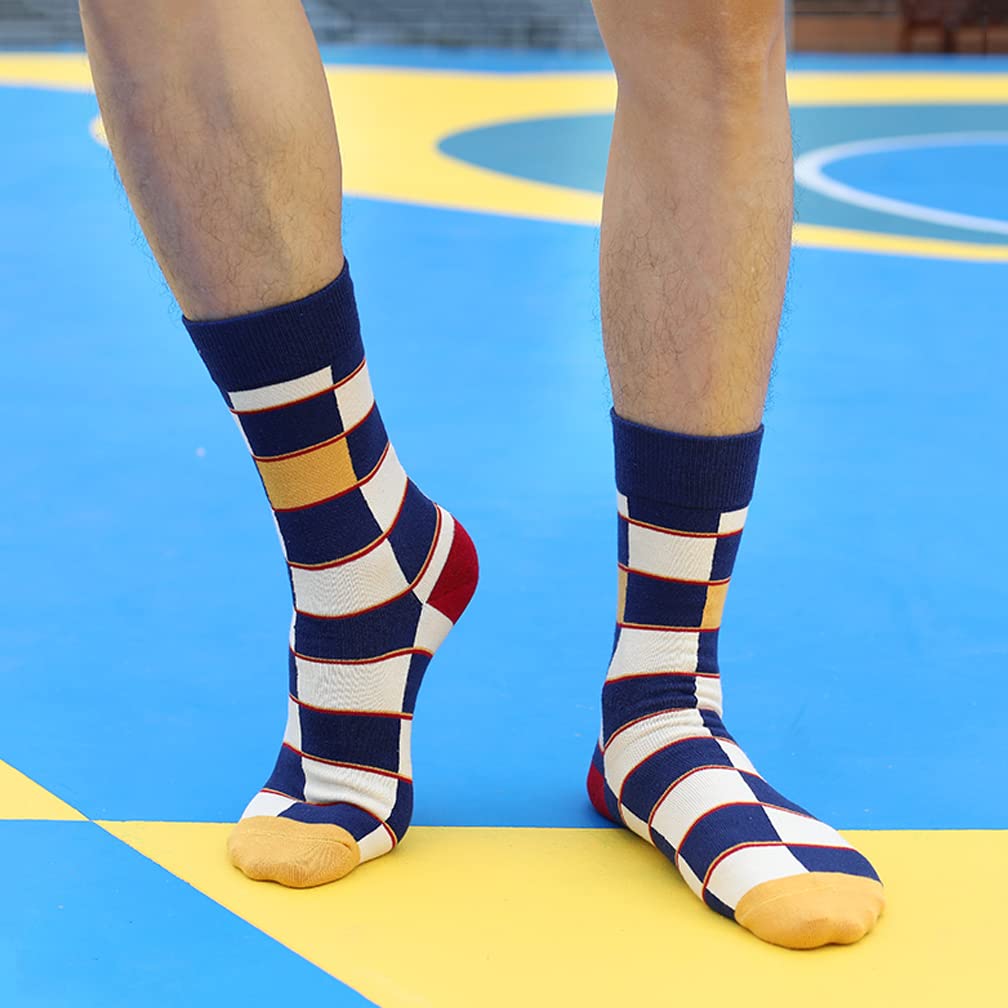 DRASEX Men's Dress Socks - Colorful Cotton Crew Socks with Fun Patterns for Business & Casual Wear - Perfect for Office, Parties & Everyday Comfort