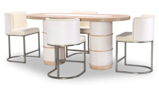 Biscayne Double Pedestal Counter Height Dining Table in Beige - Perfect for Kitchen Islands, Breakfast Nooks & Small Space Dining