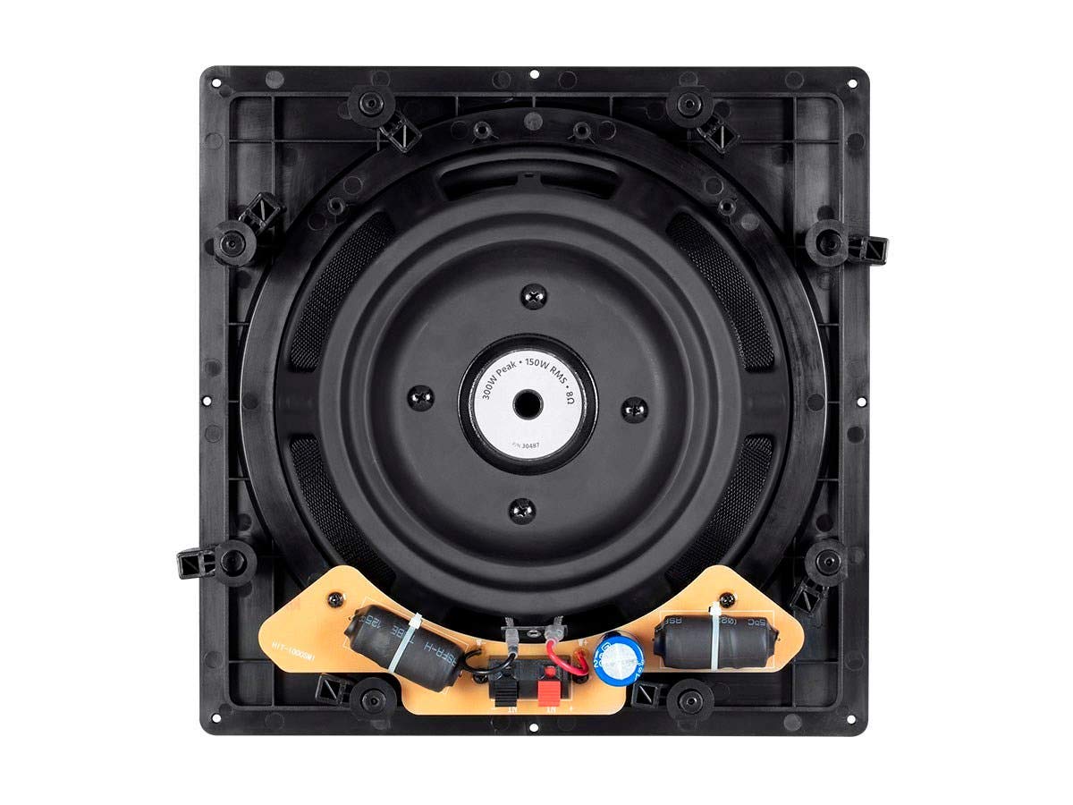 Monoprice Alpha Series 10-Inch Carbon Fiber In-Wall Subwoofer Speaker - 300W Power, Easy Installation for Home Theater & Surround Sound Systems (Off-White) - Perfect for Basement, Living Room, and Media Room Audio Setup
