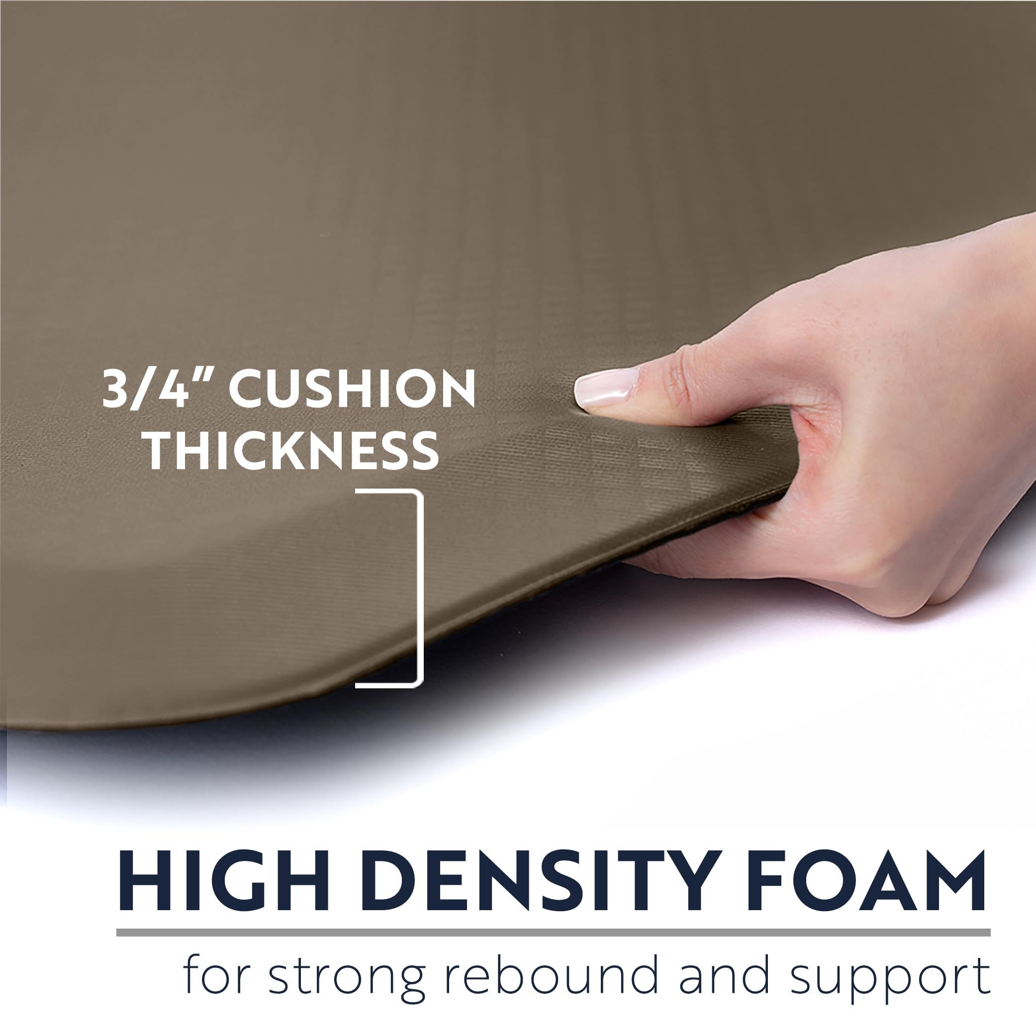 KANGAROO Thick Ergonomic Anti-Fatigue Kitchen Floor Mat - Cushioned Standing Desk Mat for Office & Home - Waterproof, Scratch-Resistant Top - All-Day Comfort Foam Rug (17x24 Inches, Beige) - Perfect for Kitchens, Standing Desks, Workstations & High-Traffic Areas