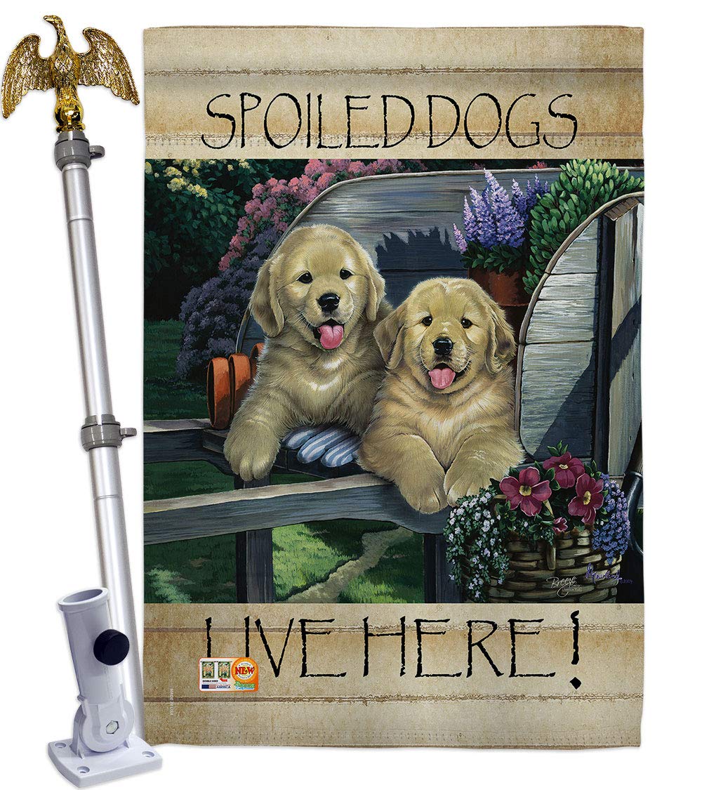 Wagging Along Nature Pets Flag Set 28x40in w/Flagpole - Outdoor Home Decor