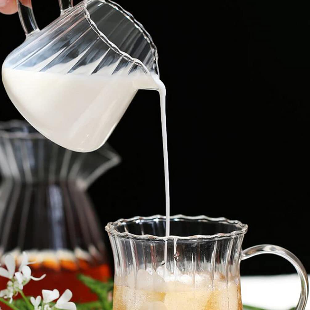 Luxshiny Glass Milk Creamer Pitcher - Small Wave Design Creamer & Sauce Pitcher for Coffee, Tea, and Kitchen Use - Perfect for Home, Cafe, and Restaurant Serving