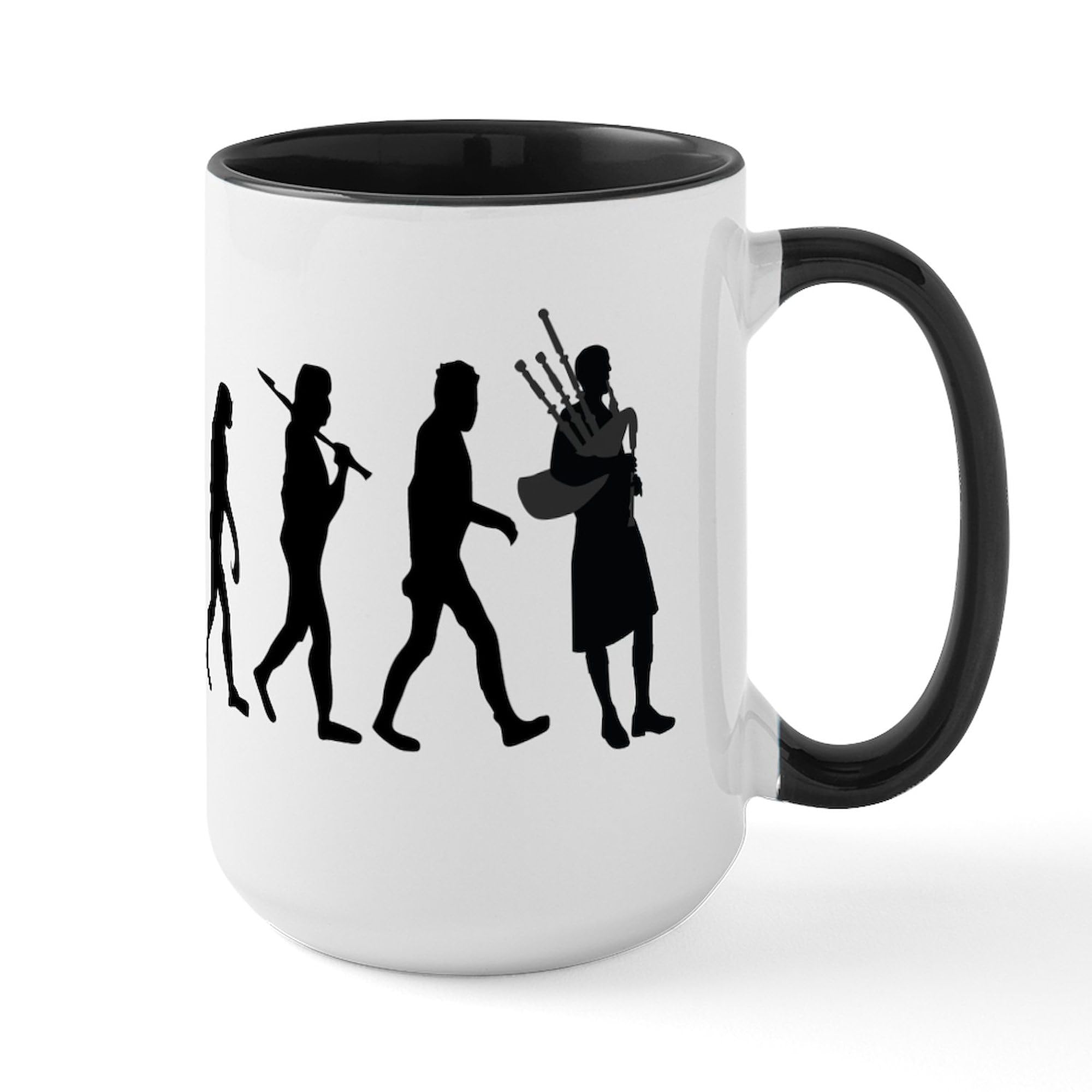 Bagpiper Evolution 15 oz (444 ml) Ceramic Coffee Mug - Perfect for Tea, Hot Chocolate & Office Use - Durable Gift Idea for Music Lovers
