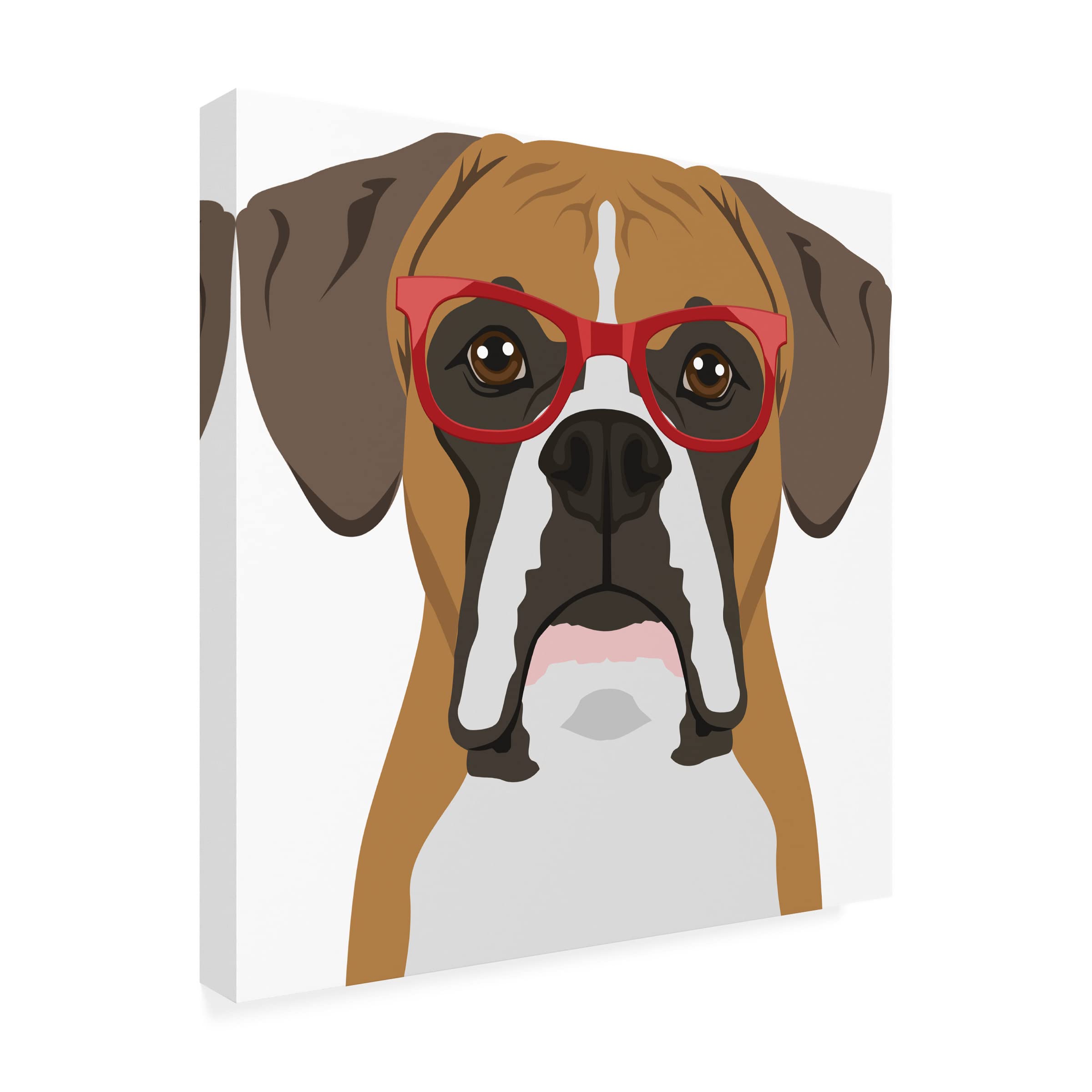 Boxer Wearing Hipster Glasses Canvas Wall Art Print - Modern Home Decor for Living Room, Bedroom & Office | Premium Quality Fine Art by Trademark