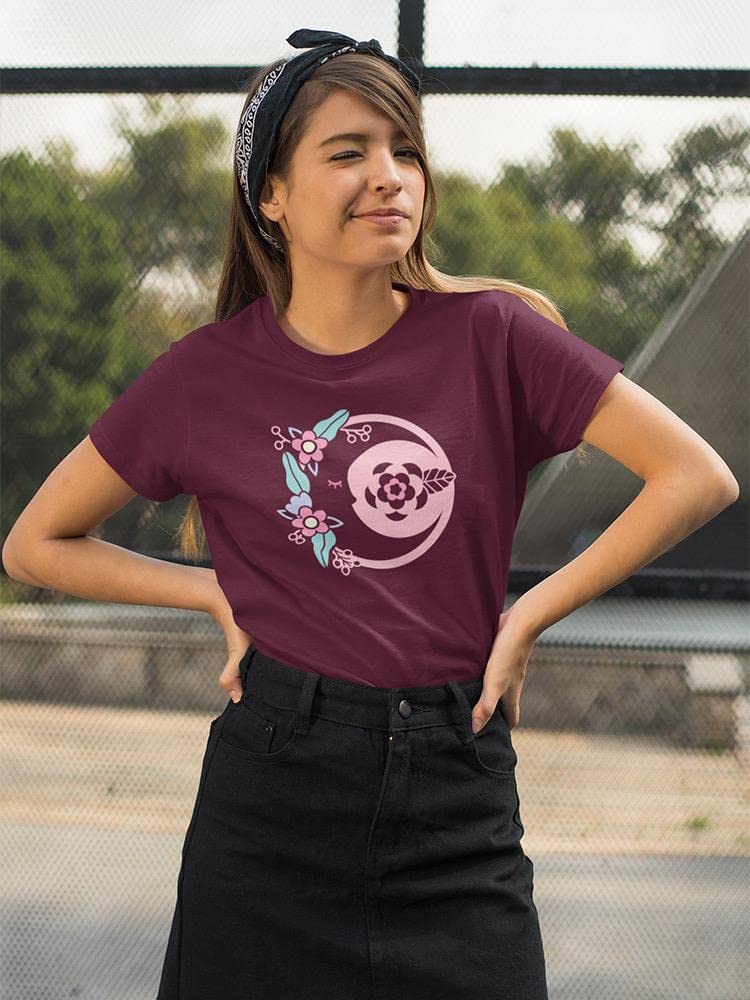 Floral Moon Print Women's T-Shirt - Stylish & Comfortable Cotton Tee for Casual Wear, Outings & Everyday Fashion | SmartPrintsInk Designs