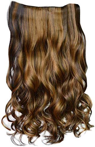 TJOM Premium Synthetic Hair Extensions for Women - Curly Black Golden Highlight Clip-in Hairpieces | Natural Look & Feel | Perfect for Parties, Weddings, Cosplay & Daily Styling