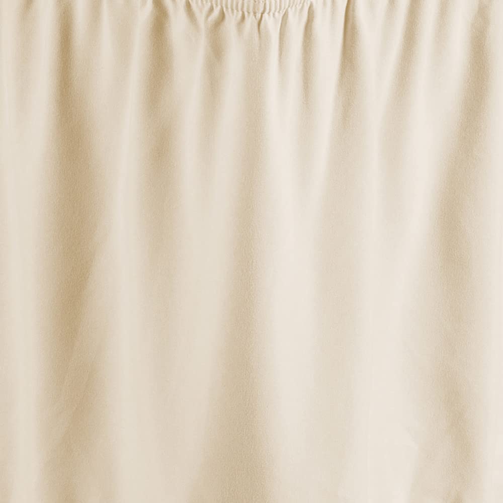 Elegant Beige Bed Skirt with Pom-Pom Fringe - 100% Brushed Microfiber Dust Ruffle for Queen & King Size Beds (14