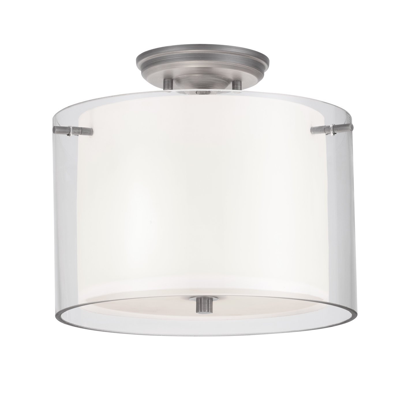 DVP9013BN-OP 2-Light Semi Flush Mount Ceiling Fixture - Modern Essex Style Lighting for Bedroom, Hallway & Entryway