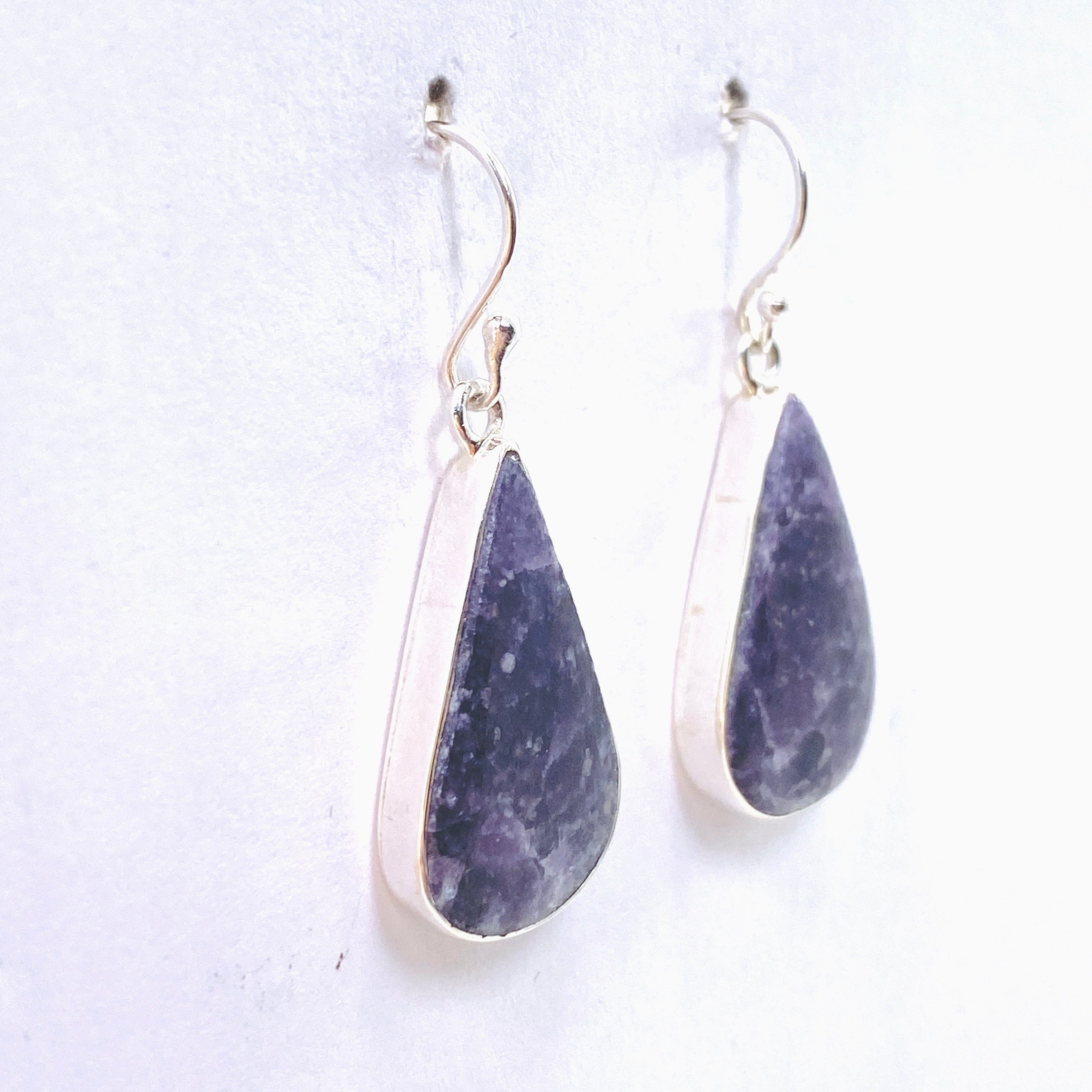 Natural Lepidolite Teardrop Cabochon Earrings KEGJ1523 – Healing Crystal Jewelry for Stress Relief & Positive Energy – Perfect for Meditation, Yoga & Spiritual Healing