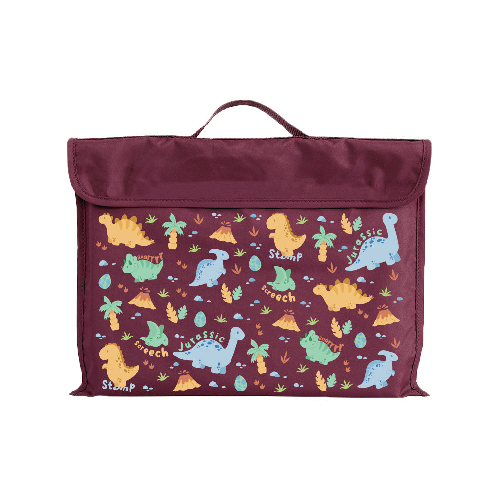 Dinosaur Themed Eco-Friendly Reusable Library Book Bag - Perfect for School, Grocery Shopping & Outdoor Adventures