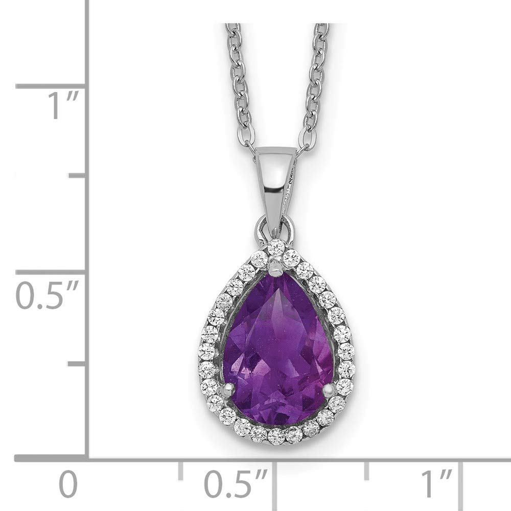925 Sterling Silver Amethyst & Cubic Zirconia Necklace for Women - Elegant 18