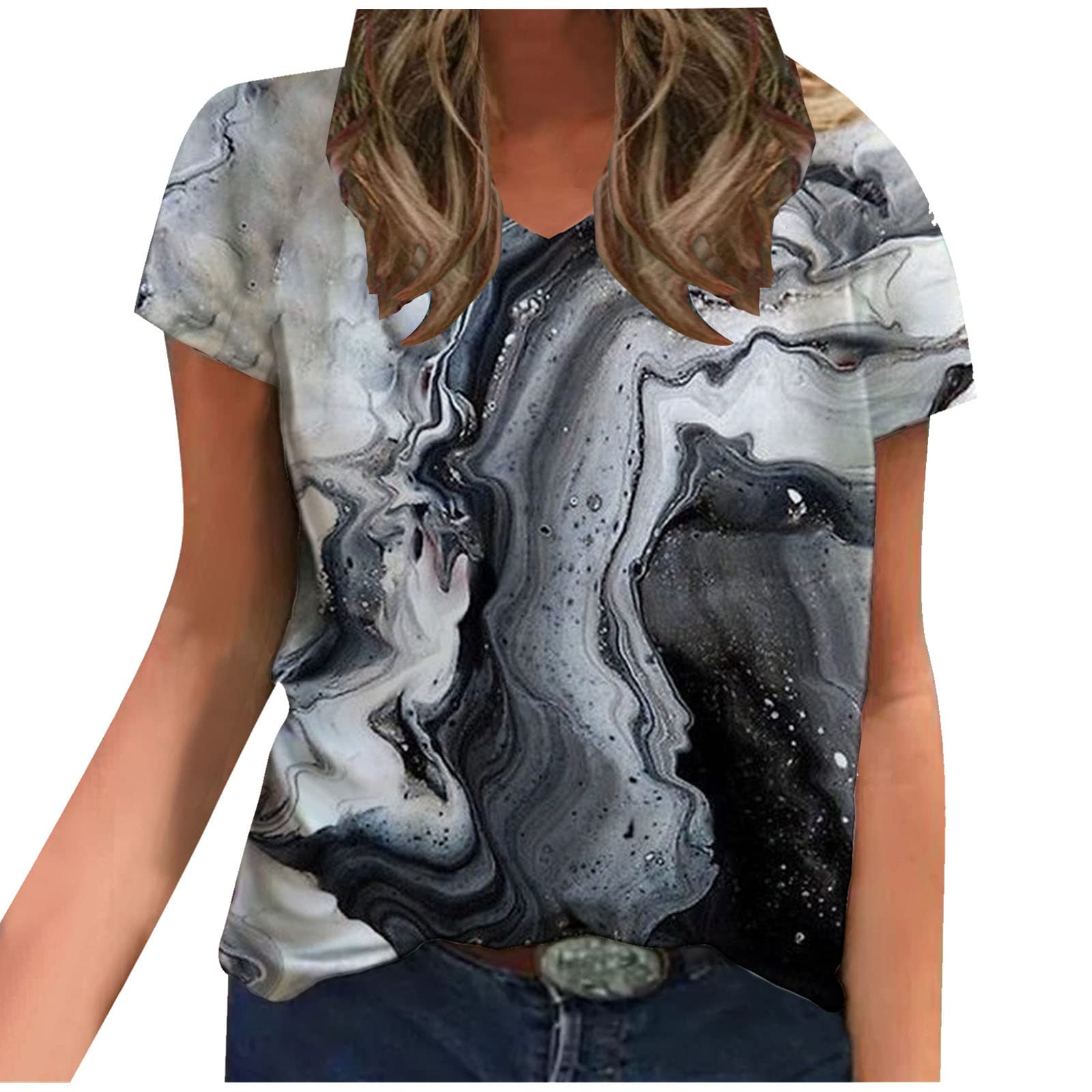 Women's Summer Tops 2022 - Short Sleeve V-Neck Tees for Work & Casual Wear