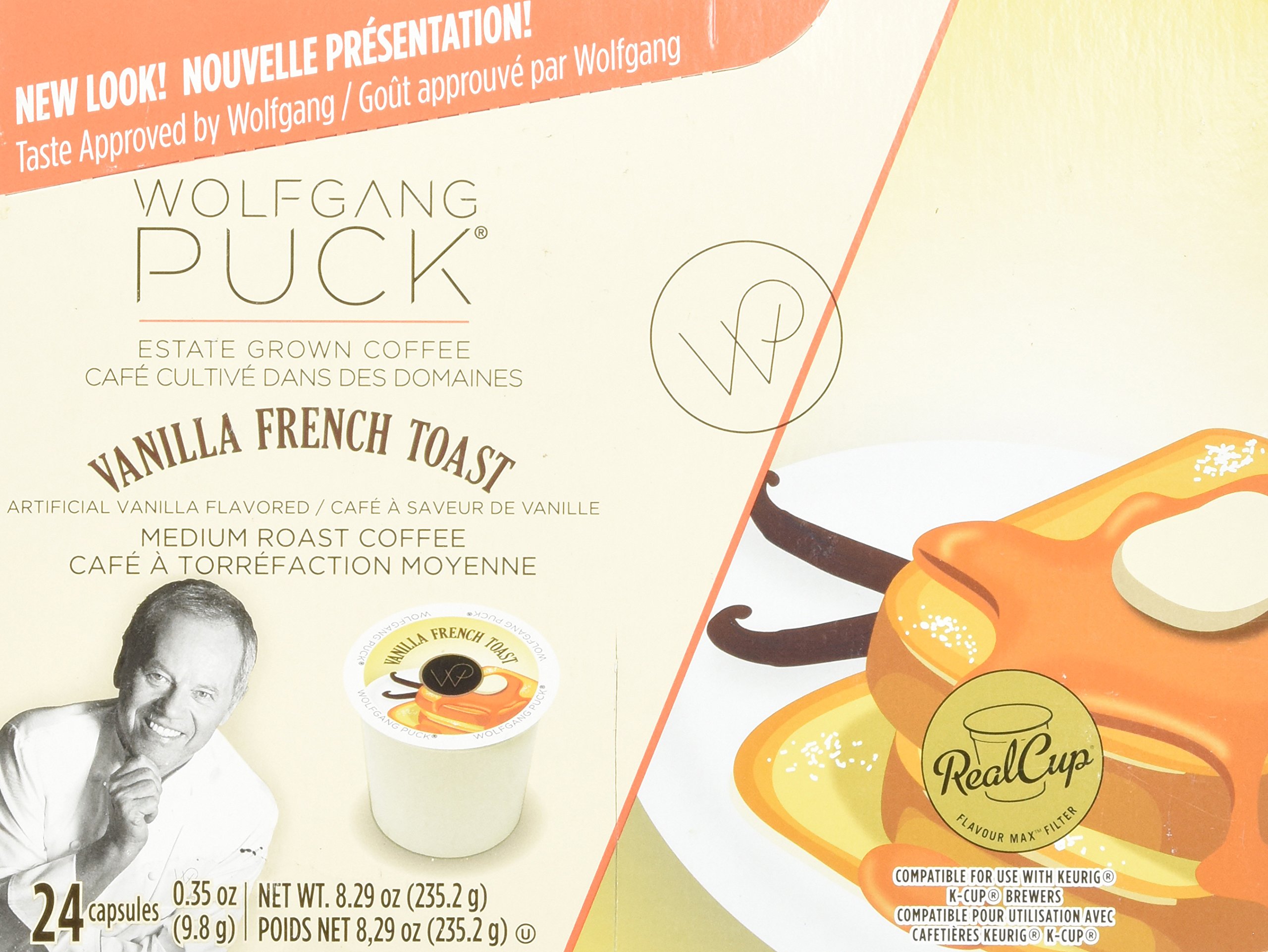 Wolfgang Puck Vanilla French Toast Coffee Cups - 24 Count | Premium Disposable Coffee Cups for Home, Office & Cafes | Perfect for Hot & Cold Beverages