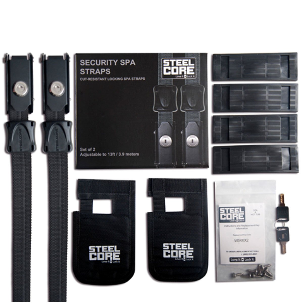 Carefree Stuff SteelCore Security Spa Straps - Heavy Duty Adjustable Bath & Shower Safety Handles (Black) - Perfect for Elderly, Disabled & Mobility Assistance in Bathrooms