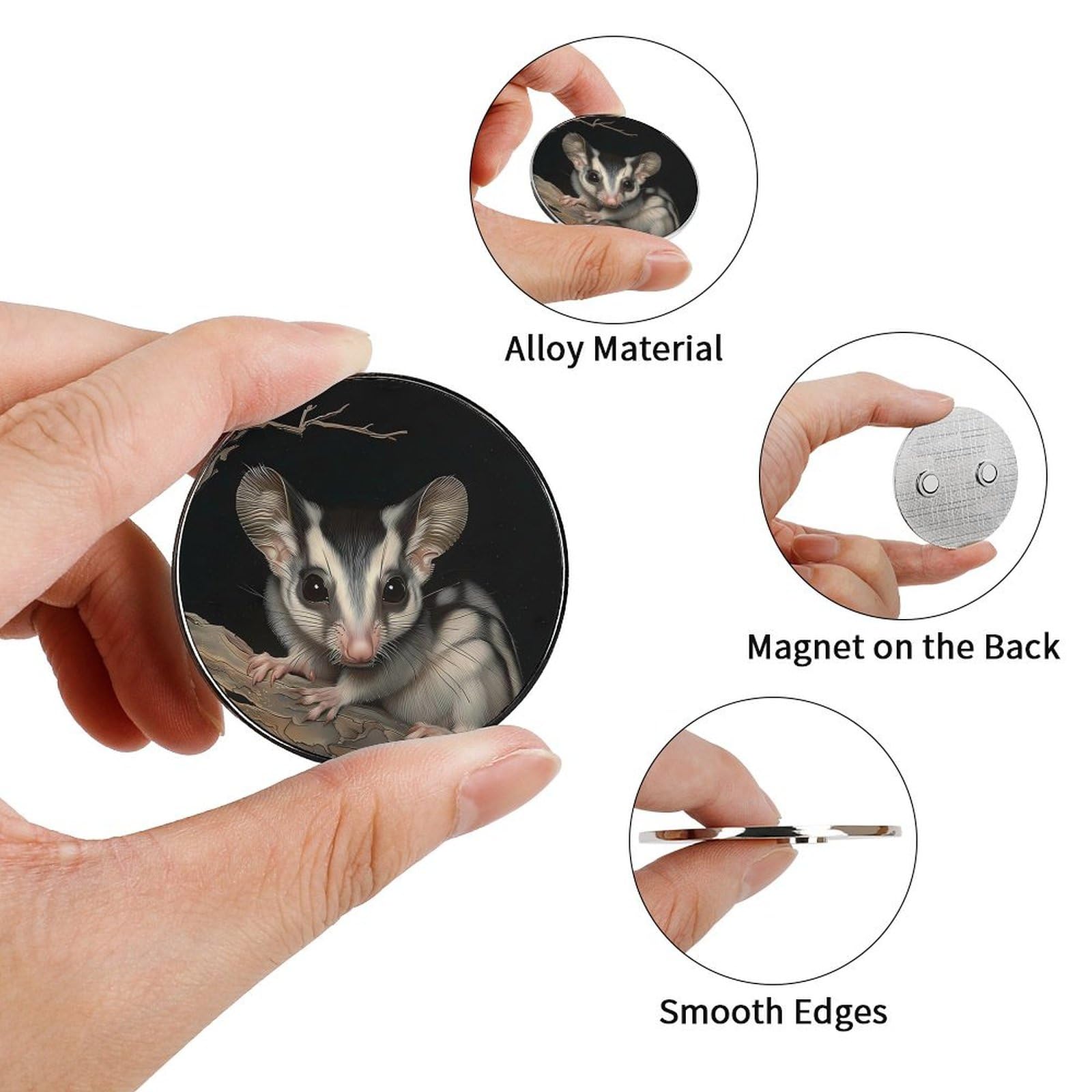 Australian Sugar Glider Round Fridge Magnet - Cute Magnetic Refrigerator Sticker for Home, Kitchen & Office Decor - Perfect for Gifts, DIY Crafts & Appliance Decoration