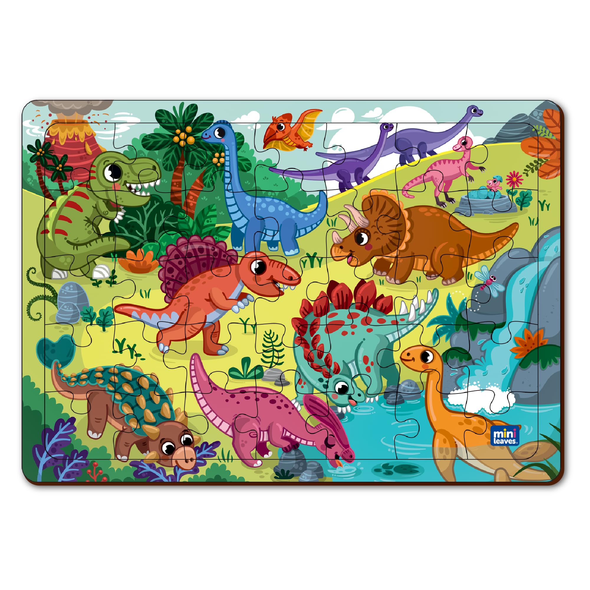 35-Piece Wooden Dinosaur Jigsaw Puzzle for Kids Ages 3+ | Educational Preschool Learning Toy with Wooden Tray | STEM Puzzle Game for Toddlers & Children | Perfect for Birthday Gifts, Classroom Activities & Family Game Night