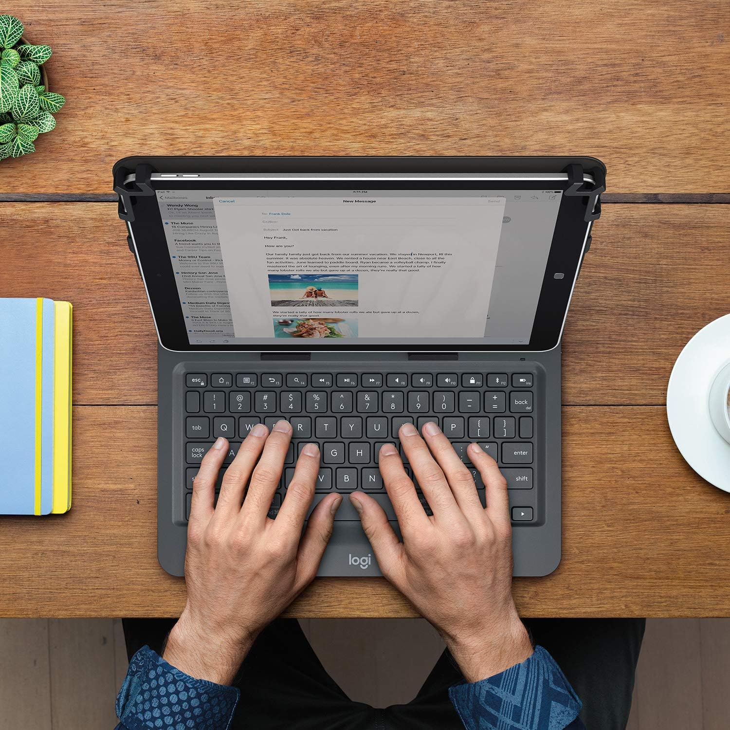 Logitech Universal Folio with Bluetooth 3.0 Keyboard - Compatible with 9-10 inch Apple iPad, Android & Windows Tablets (Black) | Perfect for Work, Travel & Home Office Use