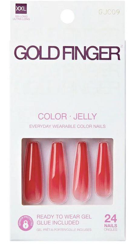 KISS GOLD FINGER JELLY COLOR NAILS - Long Lasting Gel Nail Polish Set for Women, Shimmery Gold Nail Art Kit with Glossy Finish | Perfect for Parties, Weddings & Special Occasions