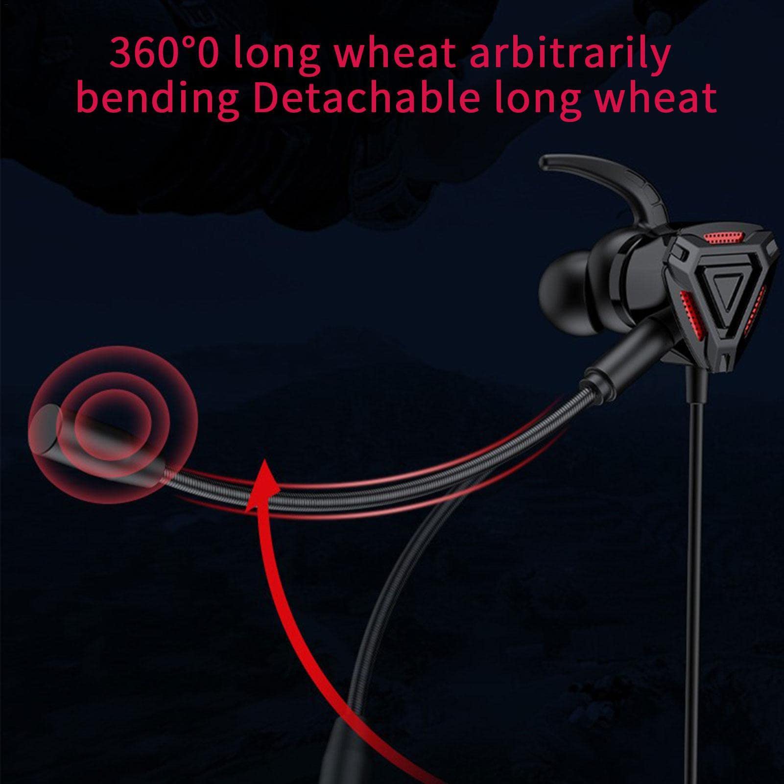 Voiakiu Gaming Earbuds with Detachable Dual Microphone - 3.5mm Wired In-Ear Stereo Headset for Mobile Gaming | Perfect for PUBG, Fortnite & Esports Tournaments