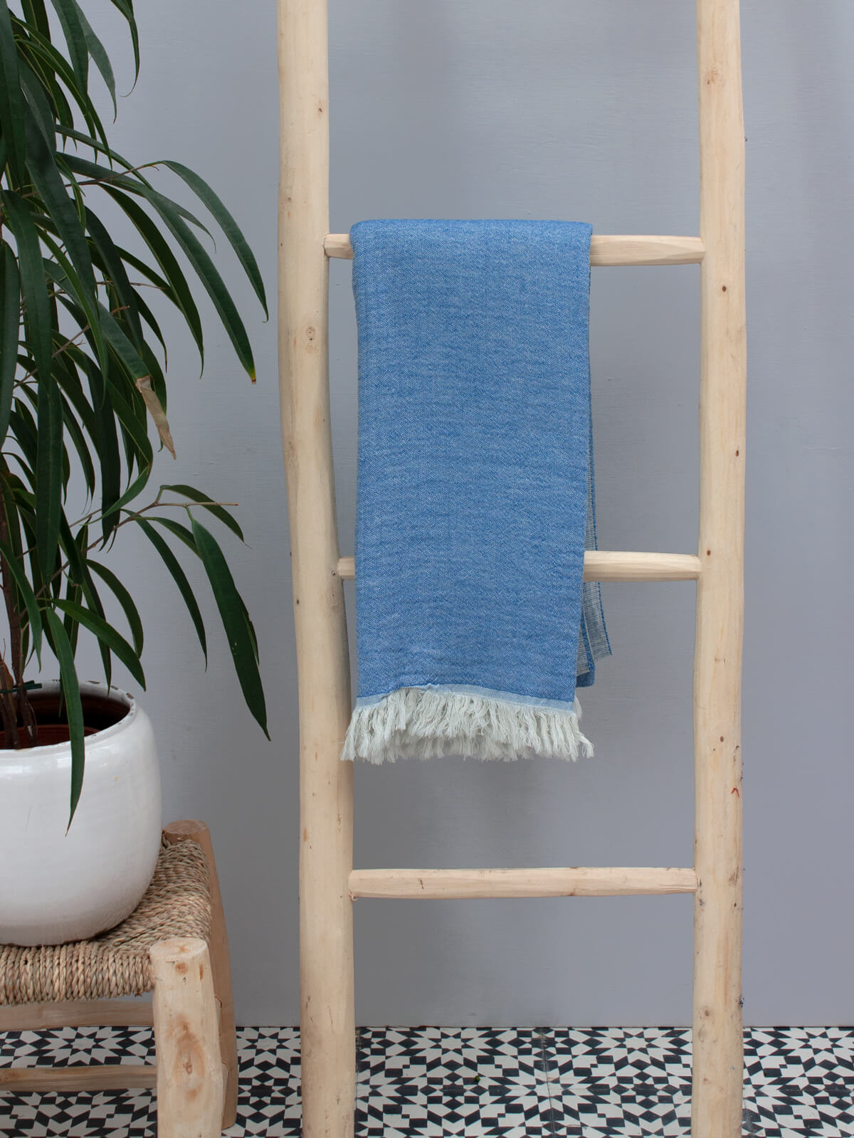 Premium Samos Hammam Towel - Soft & Absorbent Turkish Bath Towel for Spa, Beach, and Travel | Lightweight & Quick-Drying in Sea Blue & Sky White