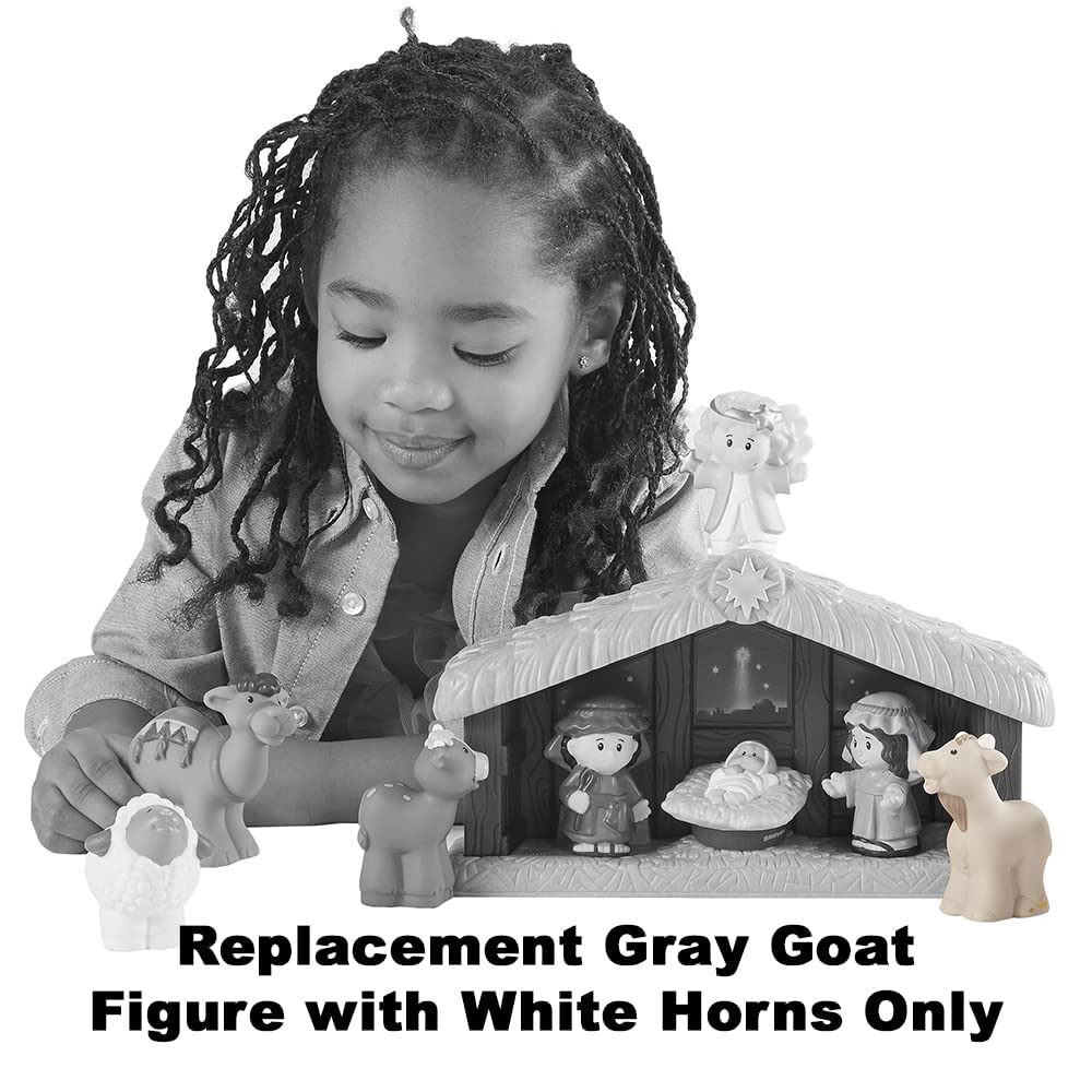 Fisher-Price Little People Nativity Set Replacement Part - Gray Goat Figure with White Horns (DPX53) | Compatible with Multiple Playsets | Perfect for Holiday Storytelling & Nativity Scene Displays