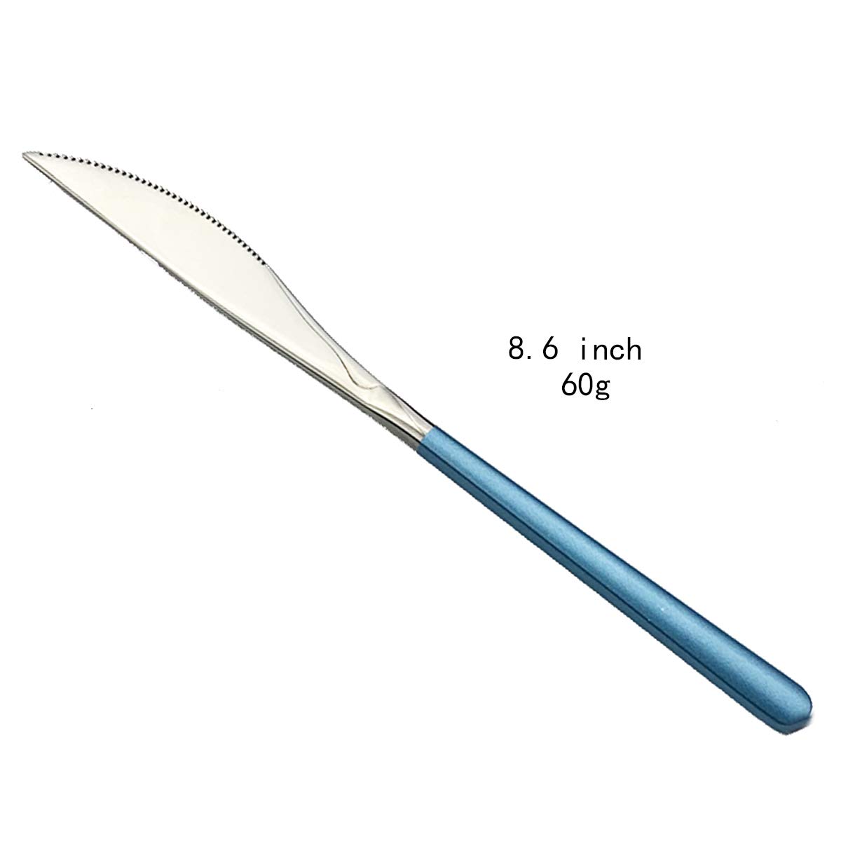 Premium 8-Piece Stainless Steel Steak Knife Set - 8.6 Inch Sharp Kitchen Knives with Ergonomic Blue Handle for Steak, Meat Cutting & Fine Dining | Dishwasher Safe & Rust Resistant