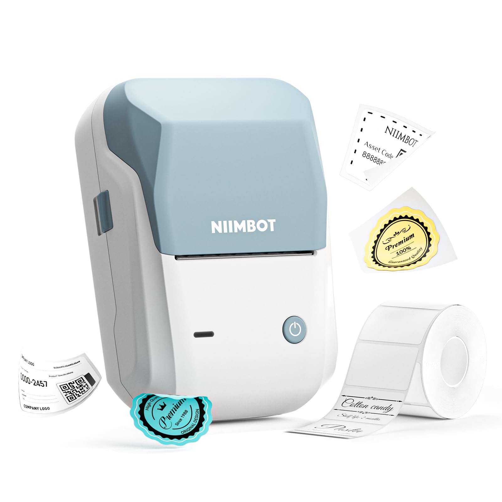 NIIMBOT B1 Bluetooth Thermal Barcode Label Printer - Portable Sticker Maker for Home, Office, Mailing, Bakery & Retail | Wireless Compatible with Smartphone & Computer (Sky Blue) | Perfect for Organizing, Shipping & Small Business Labeling