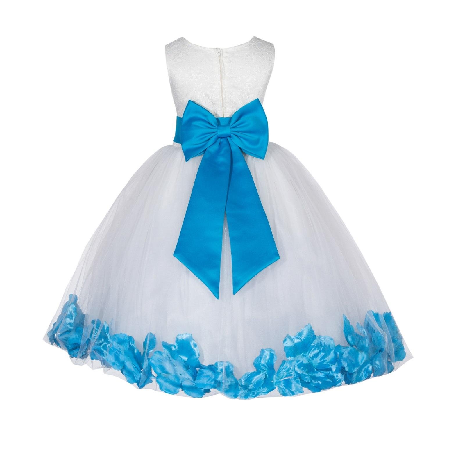 Elegant Ivory Lace Floral Petal Flower Girl Dress for Communion, Baptism & Pageant - Size 165T | Perfect for Weddings, First Holy Communion & Special Occasions