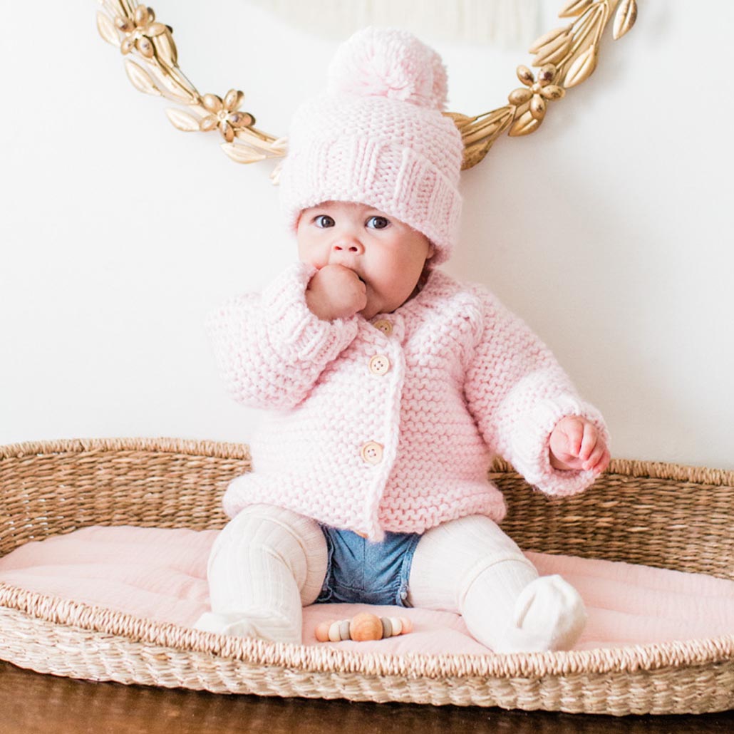 Blush Pink Garter Stitch Beanie Hat - Soft Knit Winter Beanie for Women | Cozy & Stylish Cold Weather Accessory for Outdoor Activities