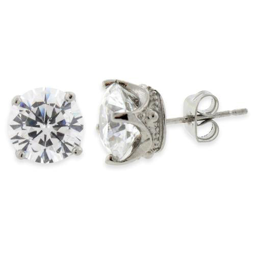 Stainless Steel Crown CZ Stud Earrings for Women - Hypoallergenic Cubic Zirconia Jewelry - Perfect for Parties, Weddings & Everyday Wear