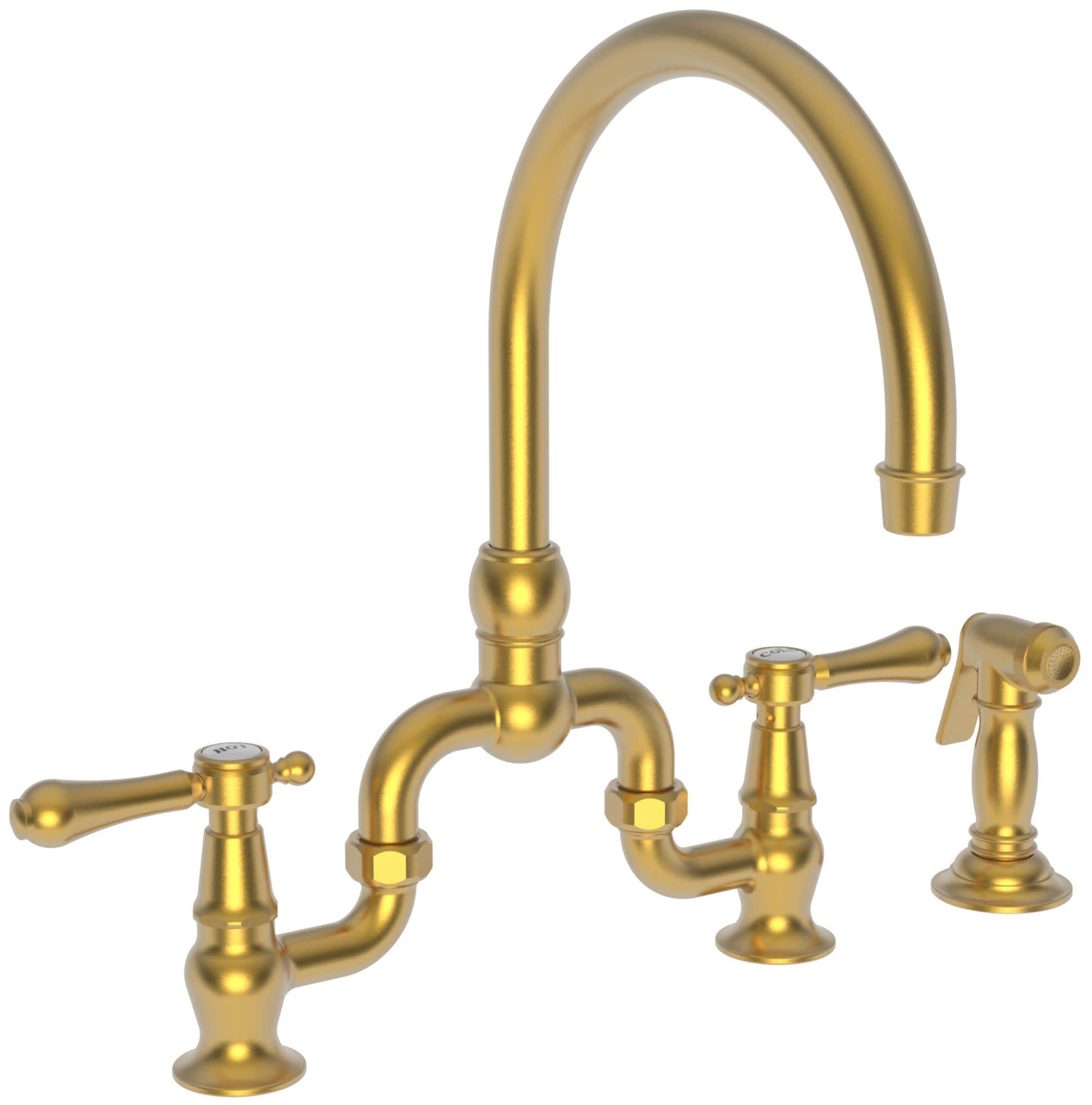 Chesterfield 9459 Kitchen Bridge Faucet with Pull Down Side Spray in Satin Gold Finish - Perfect for Modern Farmhouse & Industrial Style Kitchens
