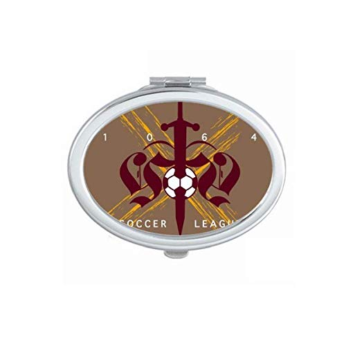 DIYthinker Medieval Sword Soccer League Mirror - Portable Foldable Double-Sided Makeup Mirror with Stand (Perfect for Travel, Cosplay & Home Vanity)