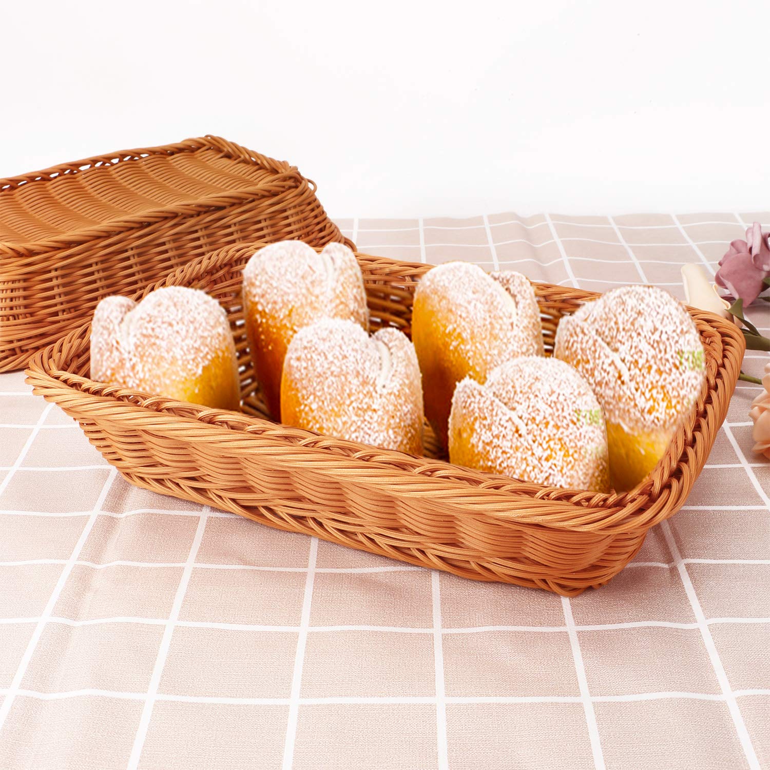EUSOAR 3-Piece Woven Bread Basket Set - 11.8