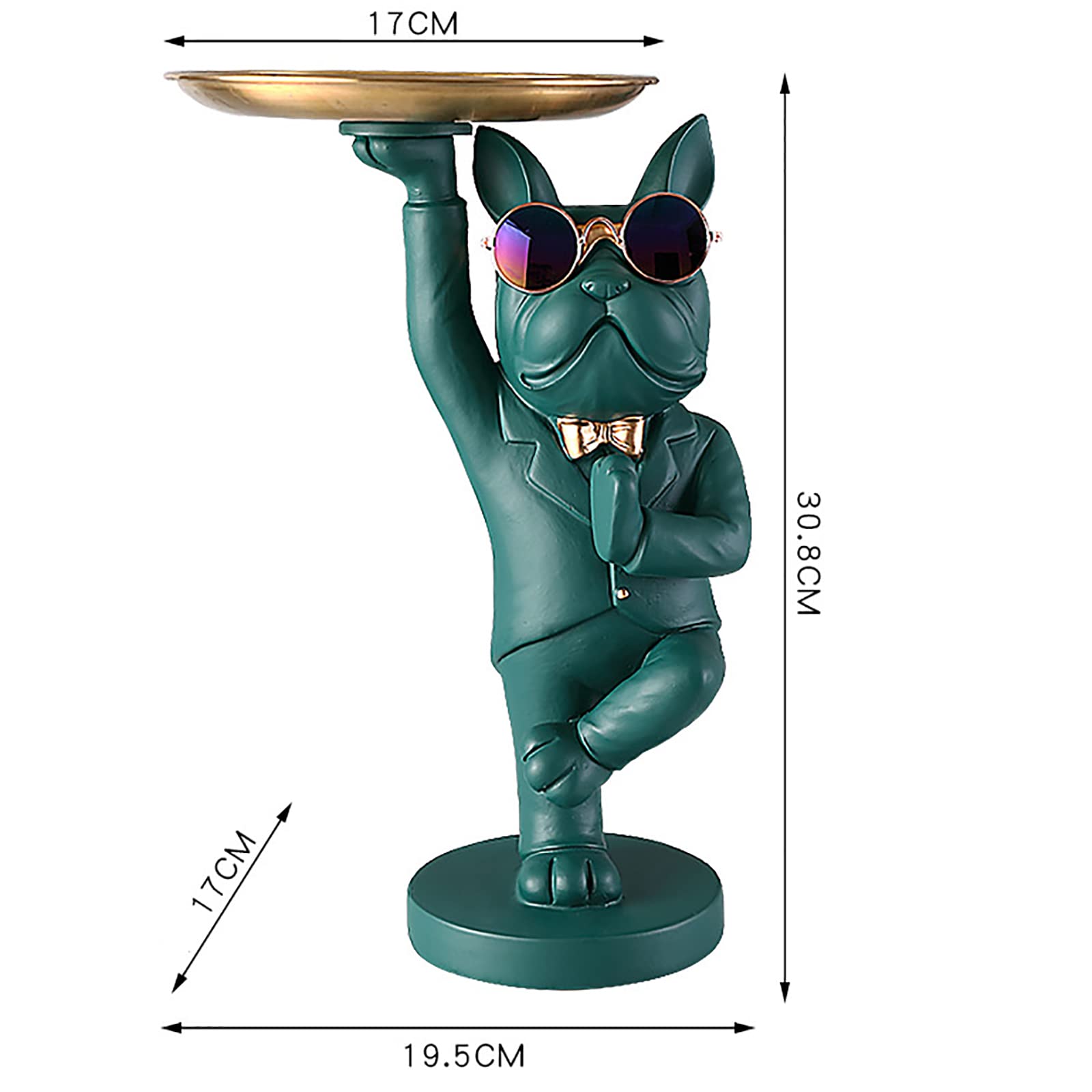 French Bulldog Sculpture Statue - Yoga Green Desktop Decor for Home & Office | Cute Animal Figurine for Shelf Display, Yoga Studio, or Gift Idea