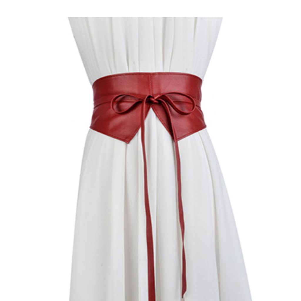 Corset Wide PU Leather Belt for Women - Lace Up High Waist Slimming Belt, Waist Trainer & Body Shaper (Red) | Perfect for Waist Training, Outfit Styling & Special Occasions
