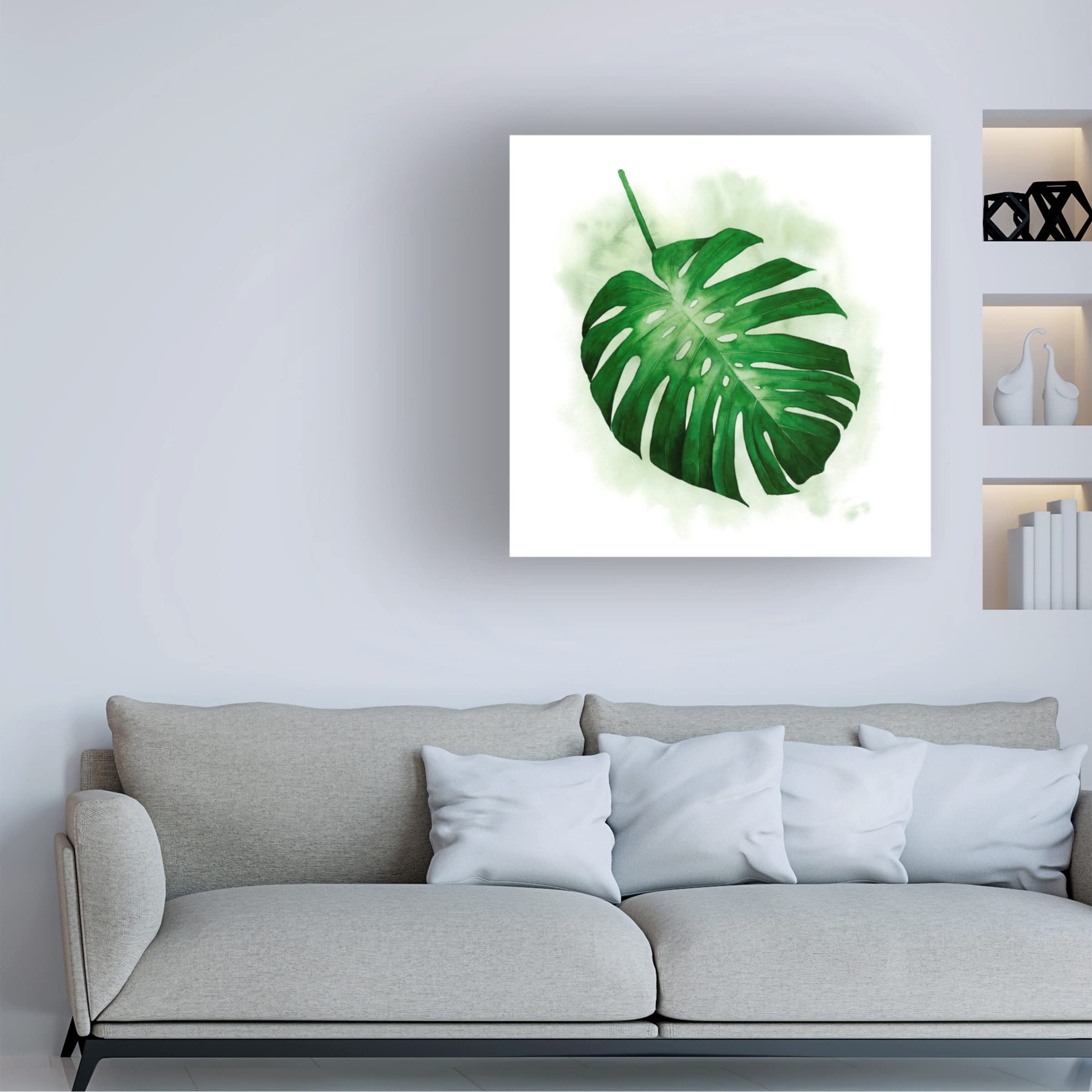 Grace Popp 'Palm Wash I' Canvas Wall Art Print - Modern Tropical Beach Decor for Living Room, Bedroom & Office