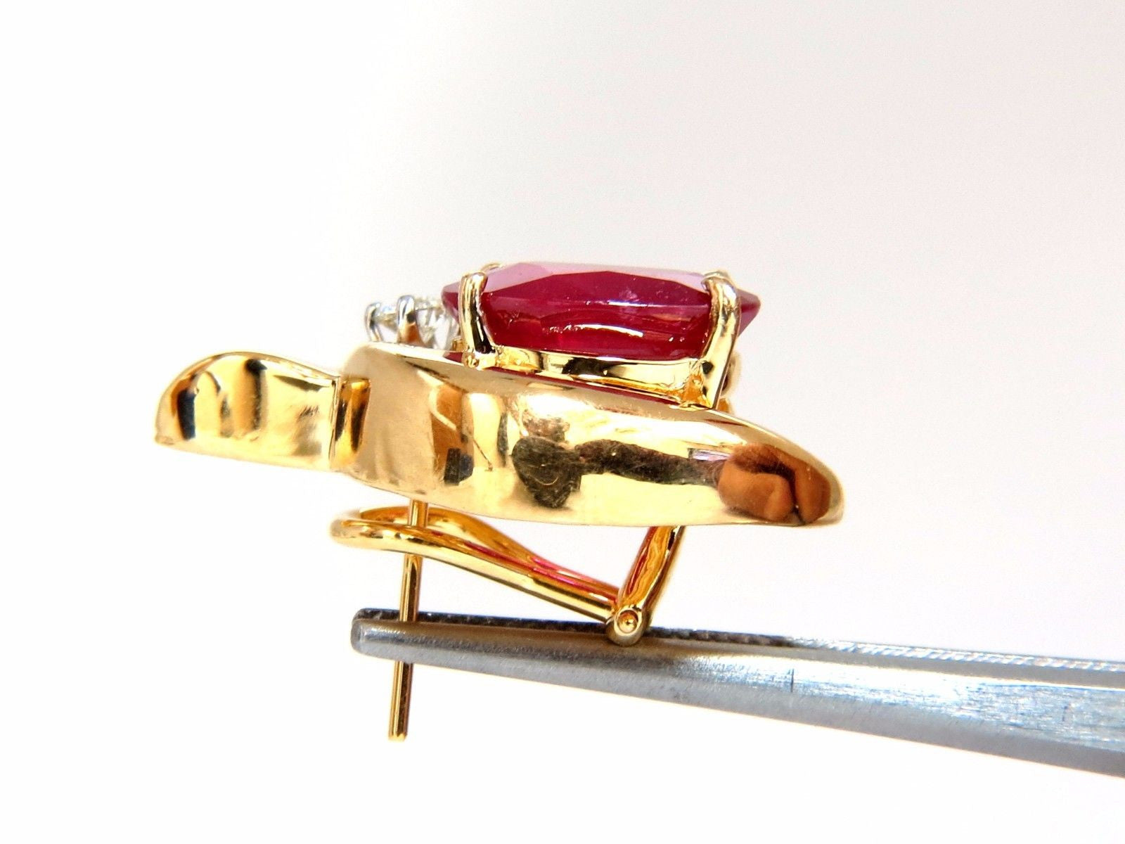13.00ct Natural Diamond & Clarity Enhanced Ruby Earrings in 14K Gold - Perfect for Weddings, Anniversaries & Special Occasions